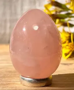 Pink Rose Quartz Egg - Natural Healing Crystal for Emotional Balance and Love Energy