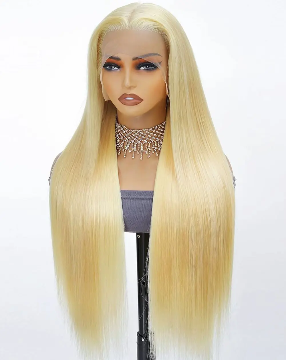 Stybee Women's 100% Human Hair 13x6 HD Lace Front Wig, 22in Straight, 200 Density, Tiny Knots, Pre-Plucked Natural Hairline, Anti-Tangle, Random Dyeing, 302~356°F, Lace Straight Wig