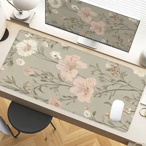 Floral Vintage Desk Pad, Desk Organizer, Desk Accessories, Gaming Mousepad XXL For Laptop Desk With Non-Slip Rubber Base Stitched Edges For PC Gamers Office Workers & Home Use Perfect Gift For Mother’s Day Spring Decor