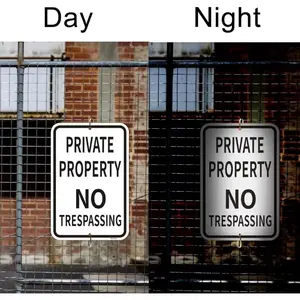 Private Property No Trespassing Sign, Rust-free Reflective Sign, Easy Outdoor Installation for Added Security Skateboard Wall Decor