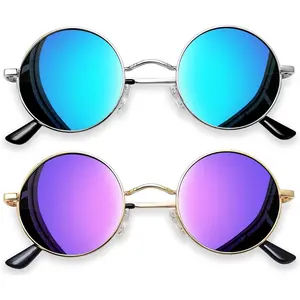 Hippie Round Sunglasses for Women Men Small Circle Sun Glasses Polarized UV400 Protection
