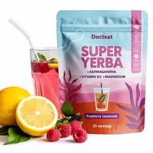 Doceat Super Yerba Yerba Mate Instant Tea Powder - Raspberry Lemonade Flavor with Ashwagandha Vitamin D3 & Magnesium 1 Packs 30 Servings