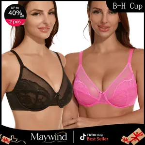 [Maywind] Two piece set Minimizer Brasfor Women Enchante Full Coverage Underwire Bras PlusSize Lifting Floral Lace Brafor Heavy Breast 38DD Size Comfortable Stylish Fitire Style Womenswear BreathableSheer Basic Solid Everyday holiday haul