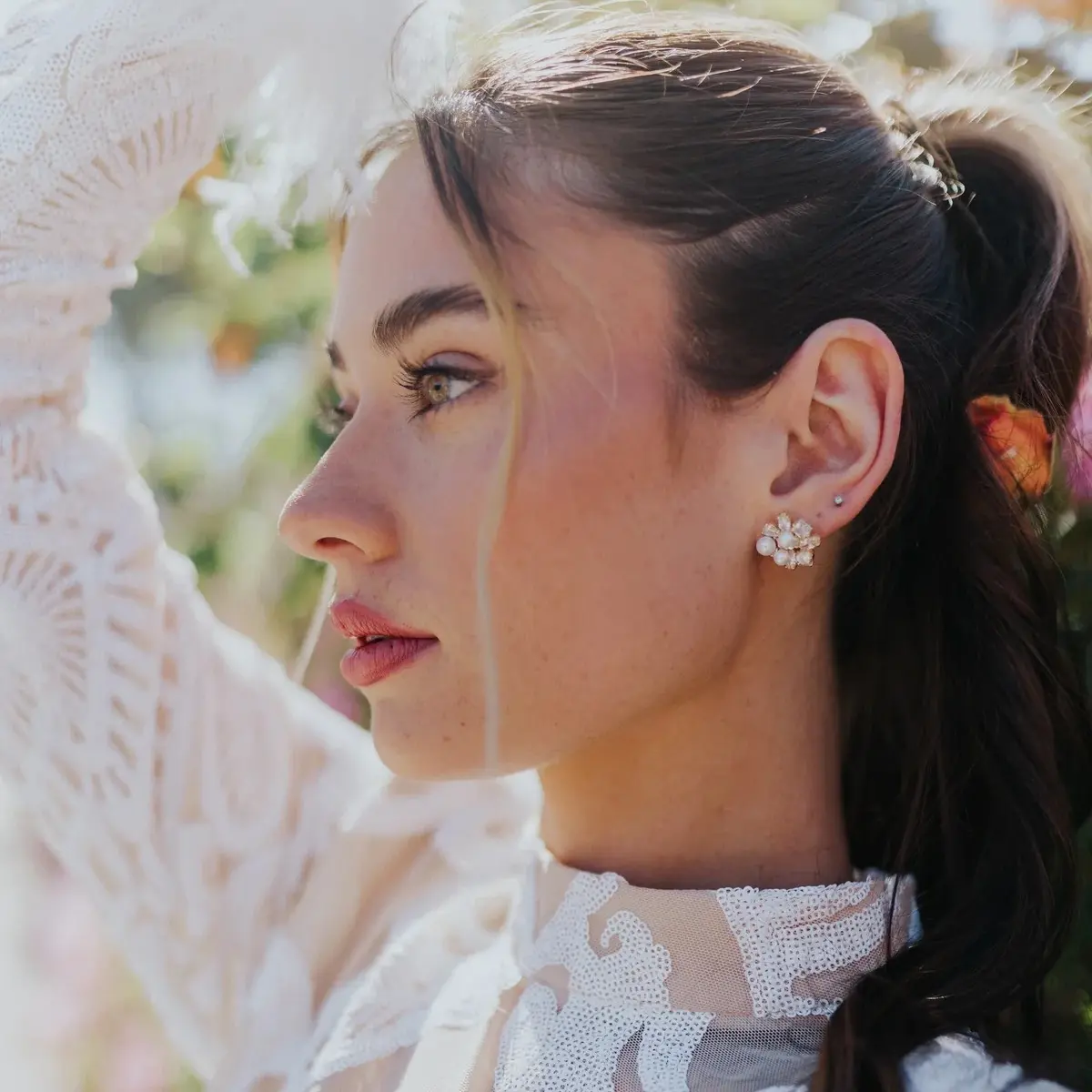 Emalie Pearl Cluster Stud
