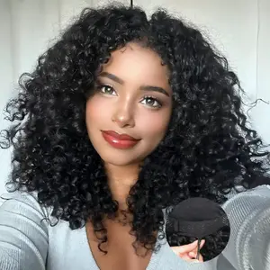 Half Wig Water Wave Hair Invisible Hairline 250% Density Glueless Brazilian Human Hair Wigs Seamless Flip Over Wigs Beginner Friendly Party Vacation Hair
