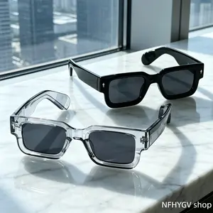 Two Pack Retro Square Sunglasses Black And Clear Transparent Frames Polarized Lenses With Uv400 Protection Lightweight Unisex Eyewear for Beach Travel Streetwear And Daily Outdoor Activities