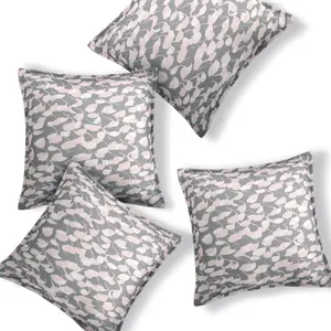 Deconovo Futuristic Design Cushion Covers Faux Linen Pillow Case Loop Pattern Pillowcases for Sofa Bedroom Set of 4 Case Only No Pillow Insert Premium Polyester Material Hidden Zipper Closure