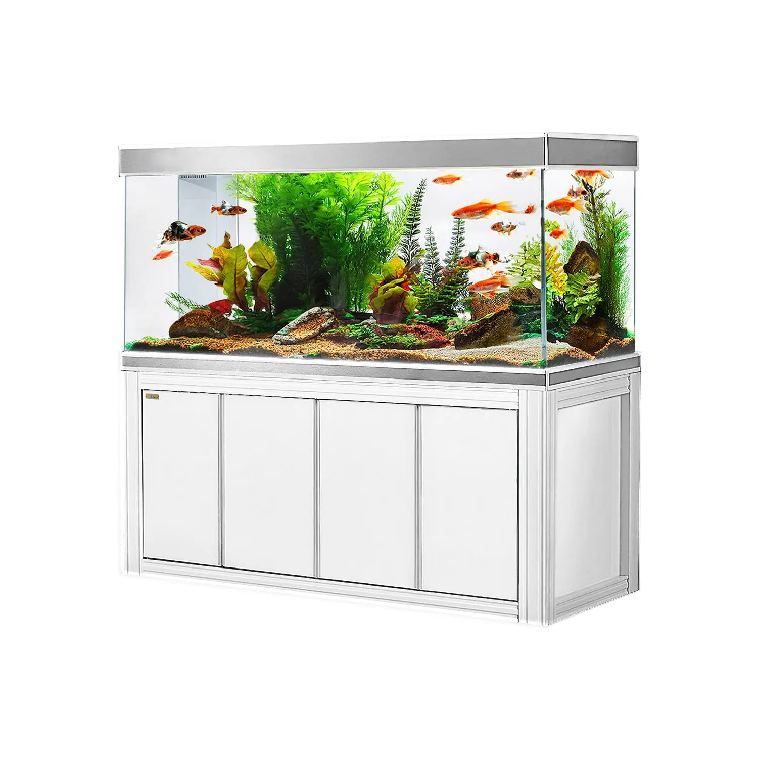 Aqua Dream 230 Gallon Tempered Glass Tanks Aquarium White & Silver with Premium Filtration System