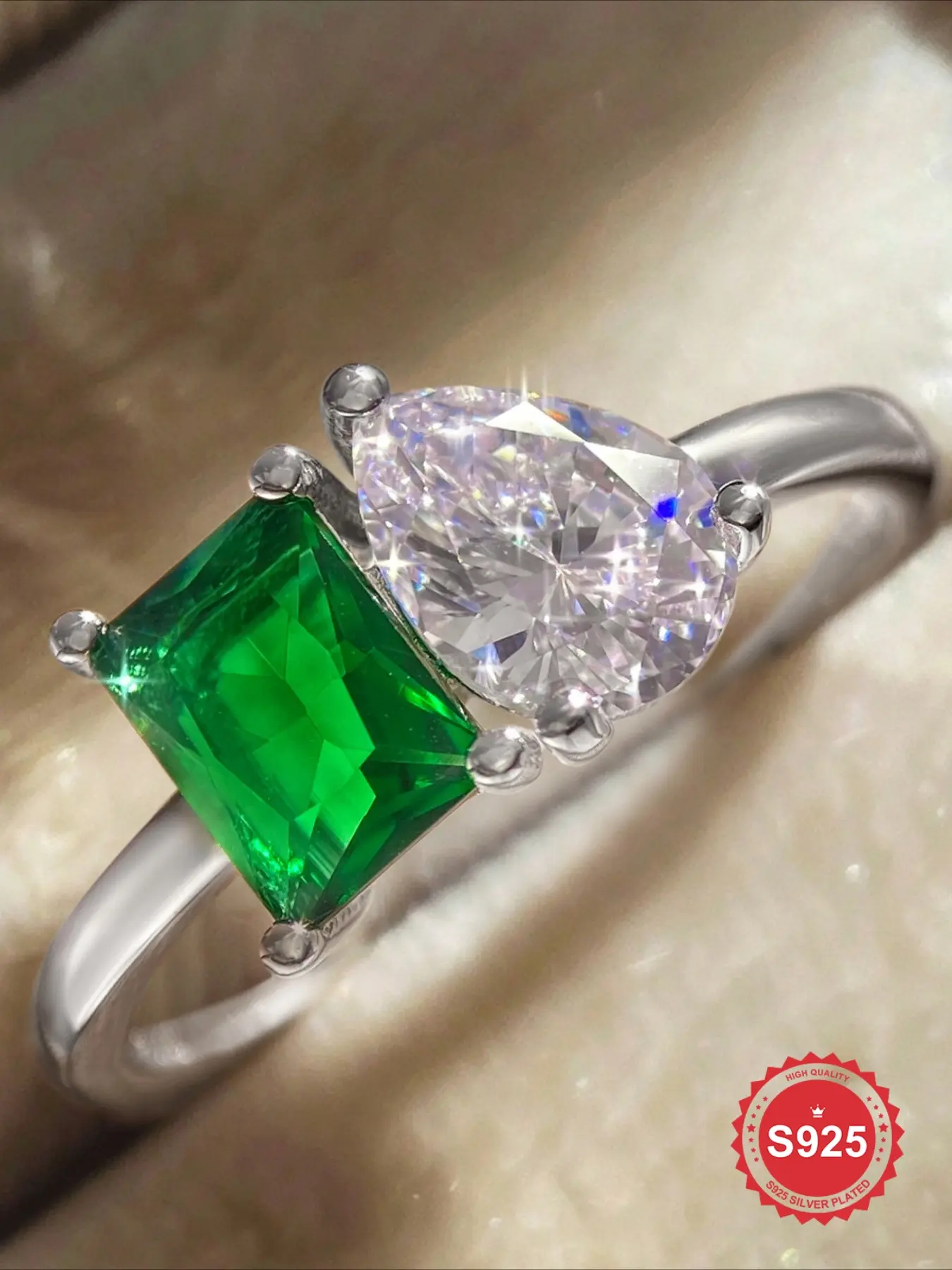 1 Pc Shiny Water-Drop Square Zircon Engagement Rings, Bridal Rings For Women Real S925 Sterling Silver Eternal Ring Promise Wedding Ring Luxury Ladies Fine Jewelry Anniversary Gift Girlfriend Gift Birthday Gift Unique Rings