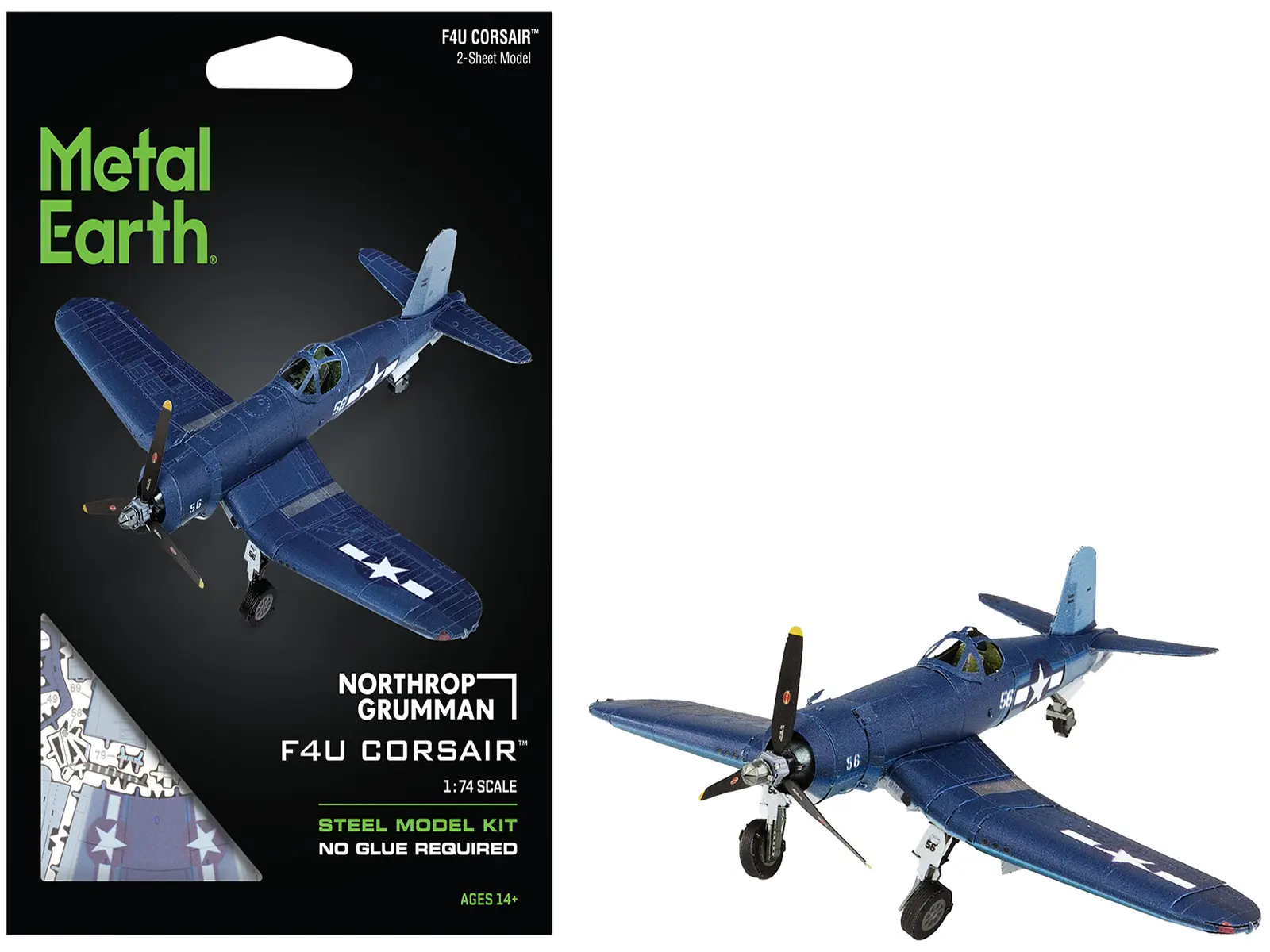 Model Kit Vought F4U Corsair Fighter Aircraft "World War II" US Navy (Challenging Difficulty) Steel Model by Metal Earth