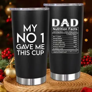 Funny Dad Nutrition Facts Stainless Steel Tumbler, 20oz Insulated Travel Mug, My Favorite Child Gave Me This Cup, Daddysaurus Jura-Kicked Sarcastic Gift