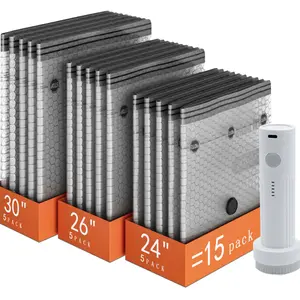 ADTO Cordless Travel Vacuum Bag Set – 15-Pack Compression Bags for Carry-On Suitcases – 140L/Min Powerful Air Removal – USB Rechargeable Handheld Pump with Built-In Battery – Space Saver for Clothes & Packing Organiser Christmas gifts