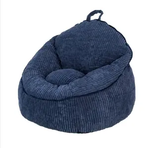 Navy Blue Compressed Foam Bean Bag Chair for Home and Outdoor Use