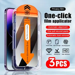 5-In-1 Set Includes 3 Automatic Dust Removal Installation Matte Glass Screen Protector Film with Tools Accessories for iPhone 11/12/13/14/15/16/17 Pro Max/plus