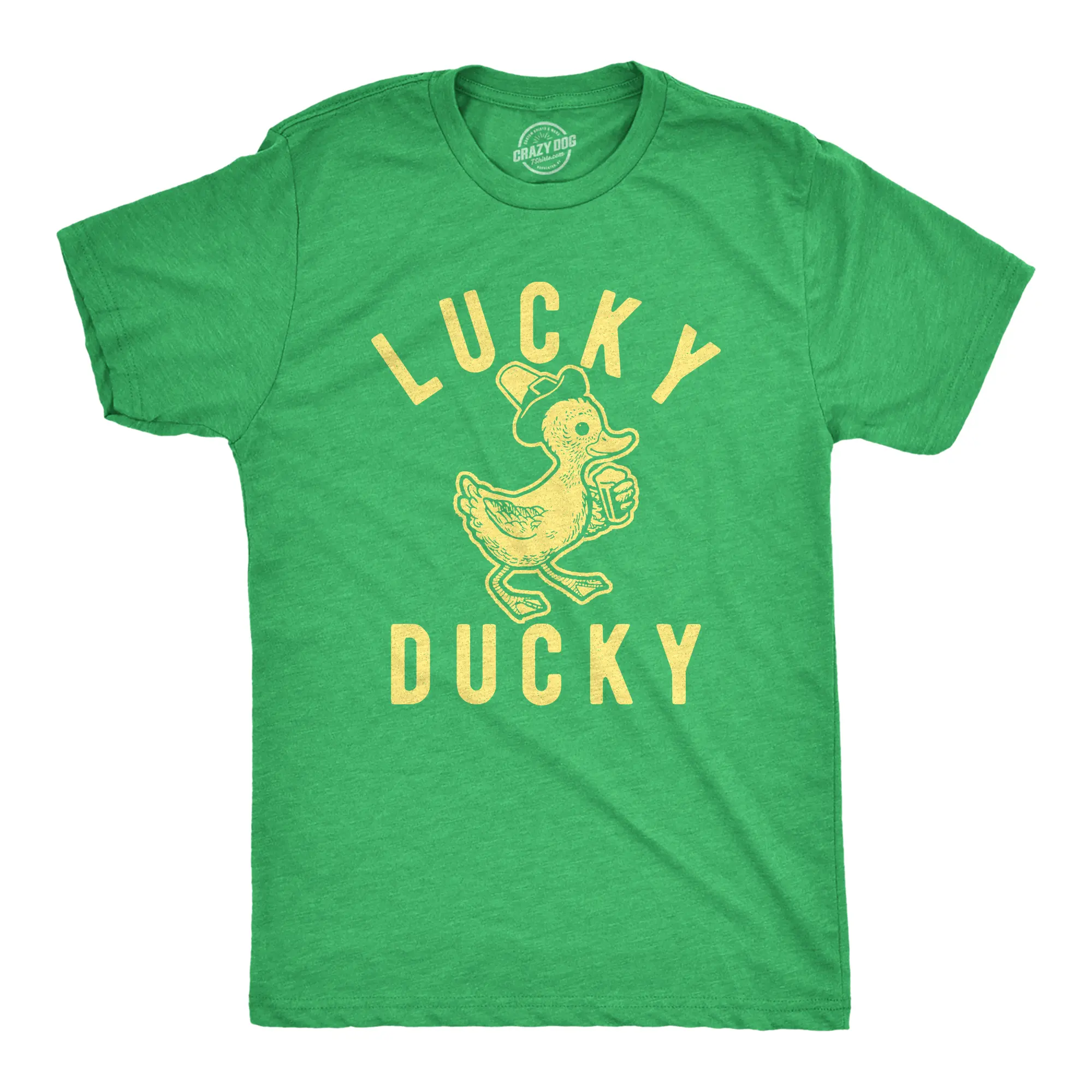 Mens Lucky Ducky T Shirt Funny Saint Patrick's Day Parade St. Paddy's Novelty Tee for Guys Mens Funny T Shirts Cool Vintage Fashion T-Shirt Gift Classic Menswear Saint Patrick's Day Apparel for Men Funny Green