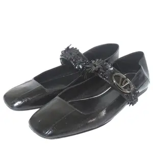 Pre-owned Valentino Other Small Leather Goods Garavani V Logo Rockstud Leather Ballet Flats