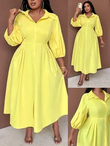 Women's Fashion Casual Long Sleeve Elegant Woven Button Shirt Dress, Stylish Ladies' Clothing, Perfect for Daily Wear, Comfortable and Trendy Design