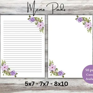 Purple Flower Memo Pads, Floral Notepad, Writing Pads, Cute Notepad, Mother's Day Gift, Small Notepad, Office Gift, Gift for Teacher, Notepad