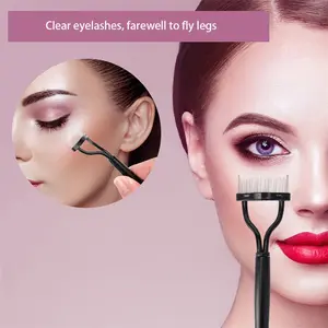 Dual Color Handle Curling Eyelash Clip Artificial Eyelash Assistant Eyebrow Trimmer Steel Needle Portable lash  separator