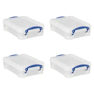 Really Useful Box 1.75L Storage Bin w/Snap Lid & Clip Lock Handle, (4 Pack)