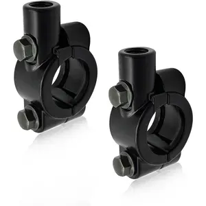 Motorcycle Handlebar Mirror Mount Holder, Aluminum 7/8" Mirror Thread Mount Clamp, Handlebar Rearview Mirror Adapter for ATV Scooter, Universal Motorcycle Accessories (10mm Black)