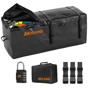 Mockins 16 Cu Ft. Black Waterproof Carrier Bag (58"x20"x24") with Buckle Straps, Lock & Carry Bag
