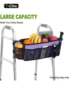 Upgrade Walker Basket with Cup Holder, Foldable Walker Storage Bag for Seniors with Big Capacity & Never Tipping Over, Best Gift for Family, Collapsible Storage Baskets