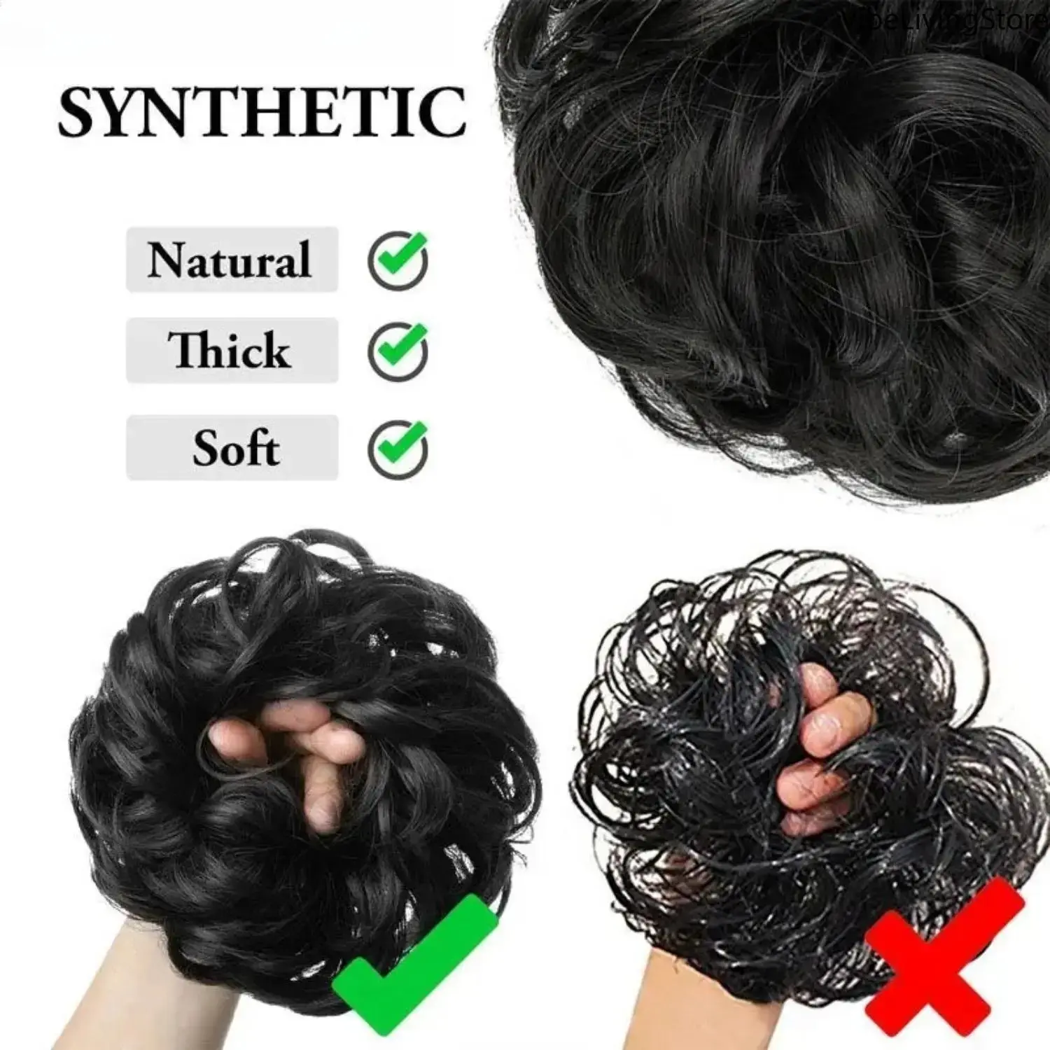 Iridescent Synthetic Messy Bun Hair Piece - Curly Wavy Scrunchies with Stretchy Band, Fluffy Tousled Chignon Ponytail Updos, Whimsical Unisex Hold Sports & Outdoor Hair Accessories (2026 Women's Collection), Whimsical Hair Accessories Thick Hairpiece Ligh