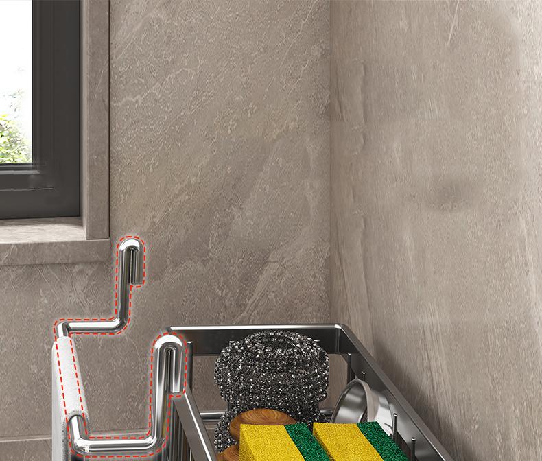 Kitchen sink draining rack, automatic drainage plastic storage rack, sink shelf, sponge and soap rack, towel rack