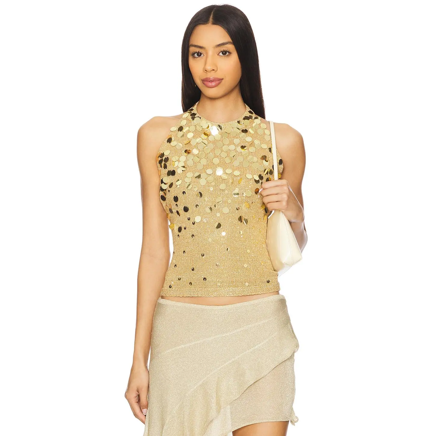 ASTA RESORT Alex Top in Gold Sequin