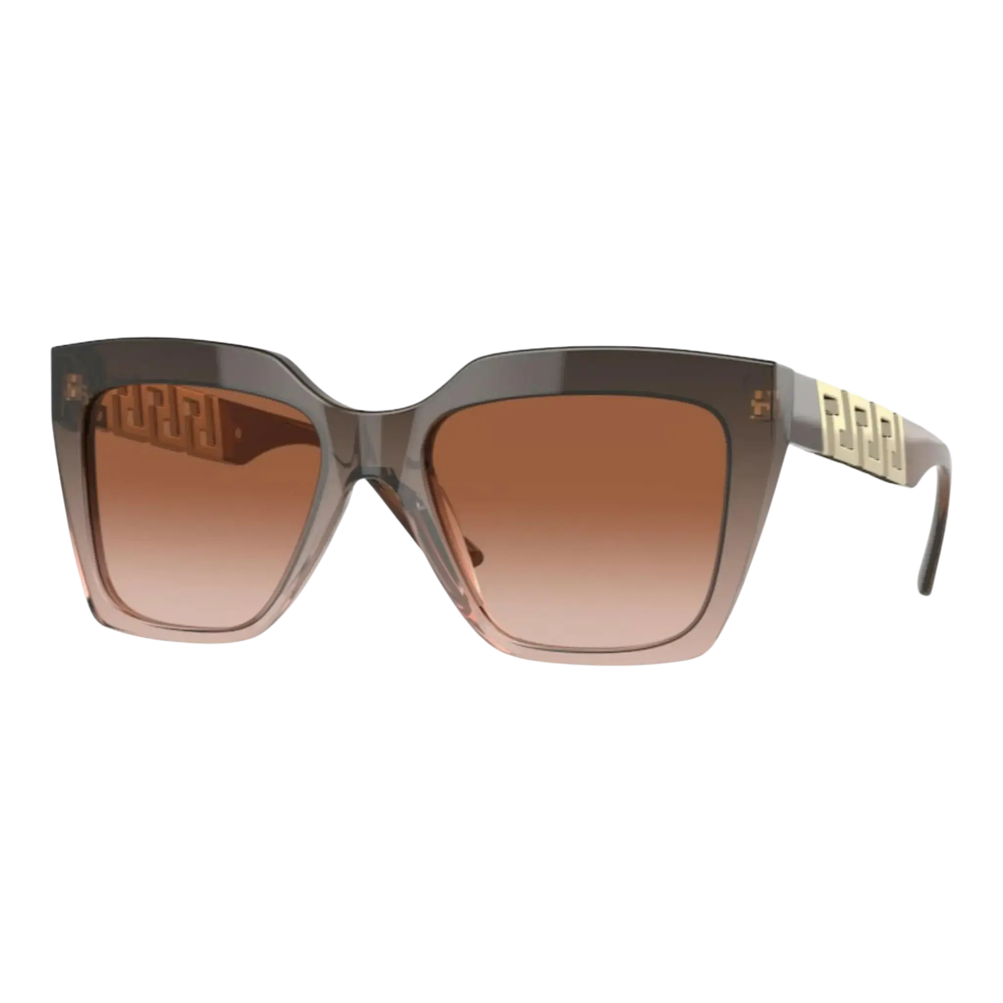 Versace La Greca Sunglasses in Brown Transparent/Gradient Beige | Women's