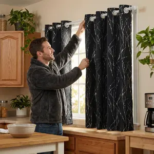 Cozy Curtain 2 Panels 52X63Inch Blackout Curtains Rubber Foil Printed For Easy Installation & Versatility Blue Color Window Treatments Ft24791