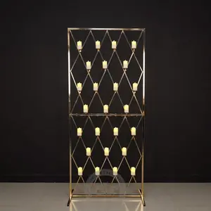 6.56Ft*3Ft Gold Grid Candle Wall Rectangle Wedding Arch Backdrop Stand