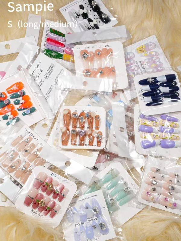 Loris:20sets handmade press-on nails selectable size and length random style