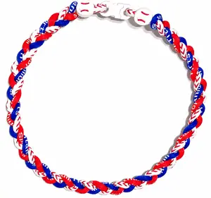 Tornado 3 Rope Energy Necklace Baseball Stitch Clasp Red White Royal