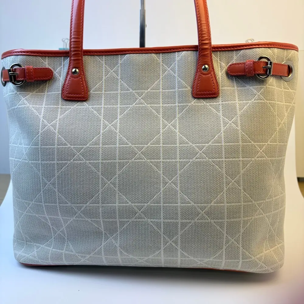 Pre-owned Dior Christian Cannage Canvas Panarea Tote Shoulder Bag【060】