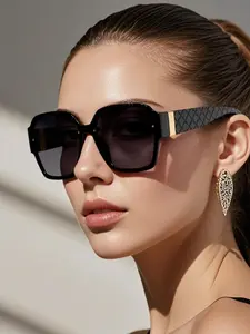 Women's Fashionable Geometric Frame Sunglasses, Trendy Casual Sunglasses for Everyday Use, Fashion Accessories for Outdoor Activities, Fashionable Frames Sunglasses