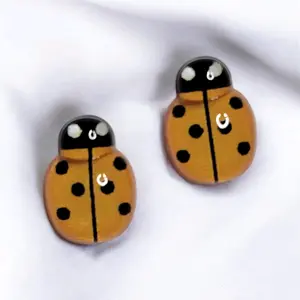 Orange Ladybug Stud Earrings