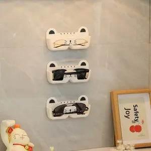 Cute Cat Sun-glasses Display Holder Punch-free Wall Mounted Glasses Storage Rack Wardrobe Home Tidying Stylish Organizer Eyewear Storage Box Adhesive Organizer