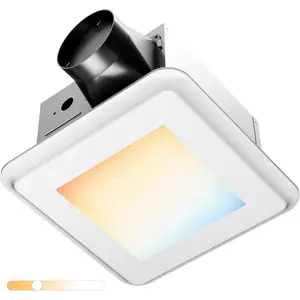 Bathroom Exhaust Fan with Light, 80 CFM, 0.9 Sones, 1000LM, 5CCT, Easy Install, Ceiling Mount Shower Bathroom Fan, Adjustable Household Ventilation Fan, ETL & FCC Certified