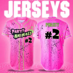 PartyAnimals #2 Baseball Jersey 3DVintage Streetwear Baseball Jersey - Casual Baseball Jersey Outfits - Unisex -  Trendy Baseball Jerseys