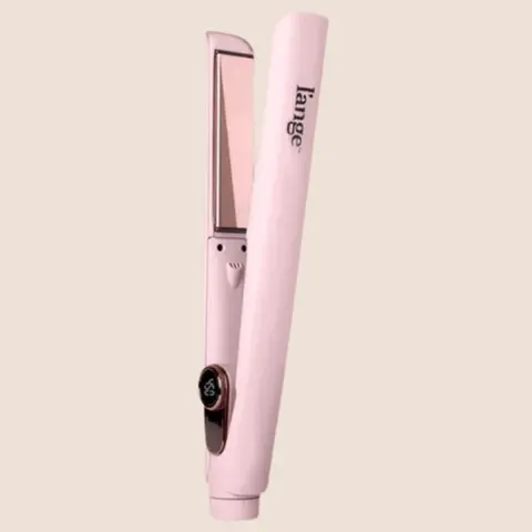 L'ANGE HAIR Le Titane 1 in Barrel Lightweight Titanium Flat Iron - Smooth Hair Tool, Easy Gliding Plug-In Titanium Curler & Straightener with Curved Edges, Adjustable Heat, Dual Voltage, LCD Display, Frizz Control (How to Curl Guide Included)