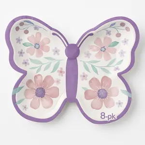 Butterfly Flutter Shaped Dessert Plates - 7-Inch, 8 Pack