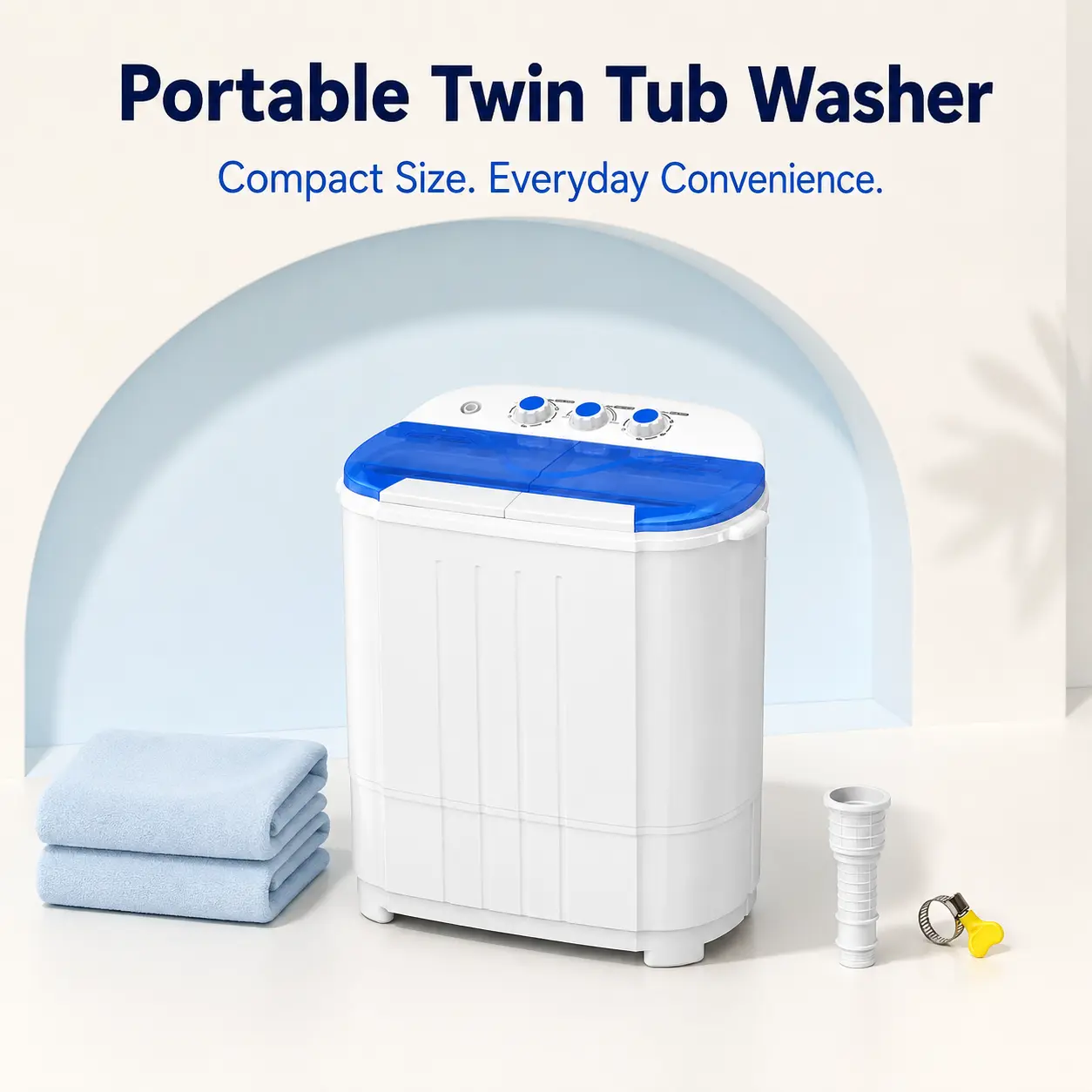 VCJ Portable Washing Machine, 14 Lbs Twin Tub Compact Washer with 9 Lbs Wash & 5 Lbs Spin Capacity, Mini Laundry Machine for Apartments and Dorms