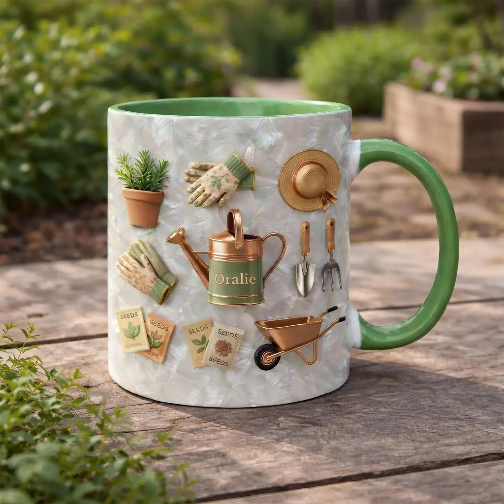 Personalized Where Every Cup Blooms With Love Faux 3D Mug, Gift For Mom Or Grandma, Garden Lover Mug, Family Gift For Your Mom, 2D Flat Printed Ceramic Cup