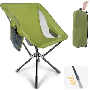 Portable Camping Chair - Adjustable Height Folding Chair, Compact Collapsible Chair Setup in 8s, Outdoor Chair  Camping, Beach, Sports/Music Events, Supports 330LBS - Green 2025 Edition