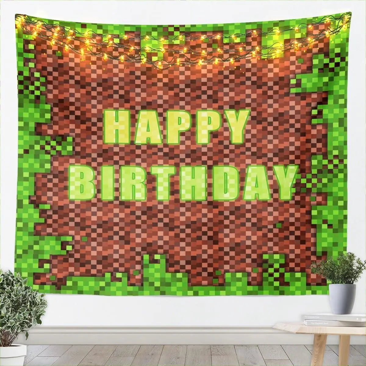 Tapestry Medium Game Theme Video Gaming Wall Art Happy Birthday Wall Hanging Blanket,Microfiber