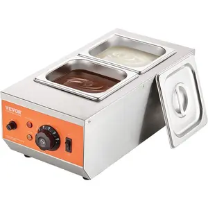 VEVOR Chocolate Tempering Machine, 17.6 Lbs 2 Tanks Chocolate Melting Pot Temp Control 86185, 1500W Stainless Steel Electric Commercial Food Warmer for Chocolate/Milk/Cream Melting and Heating