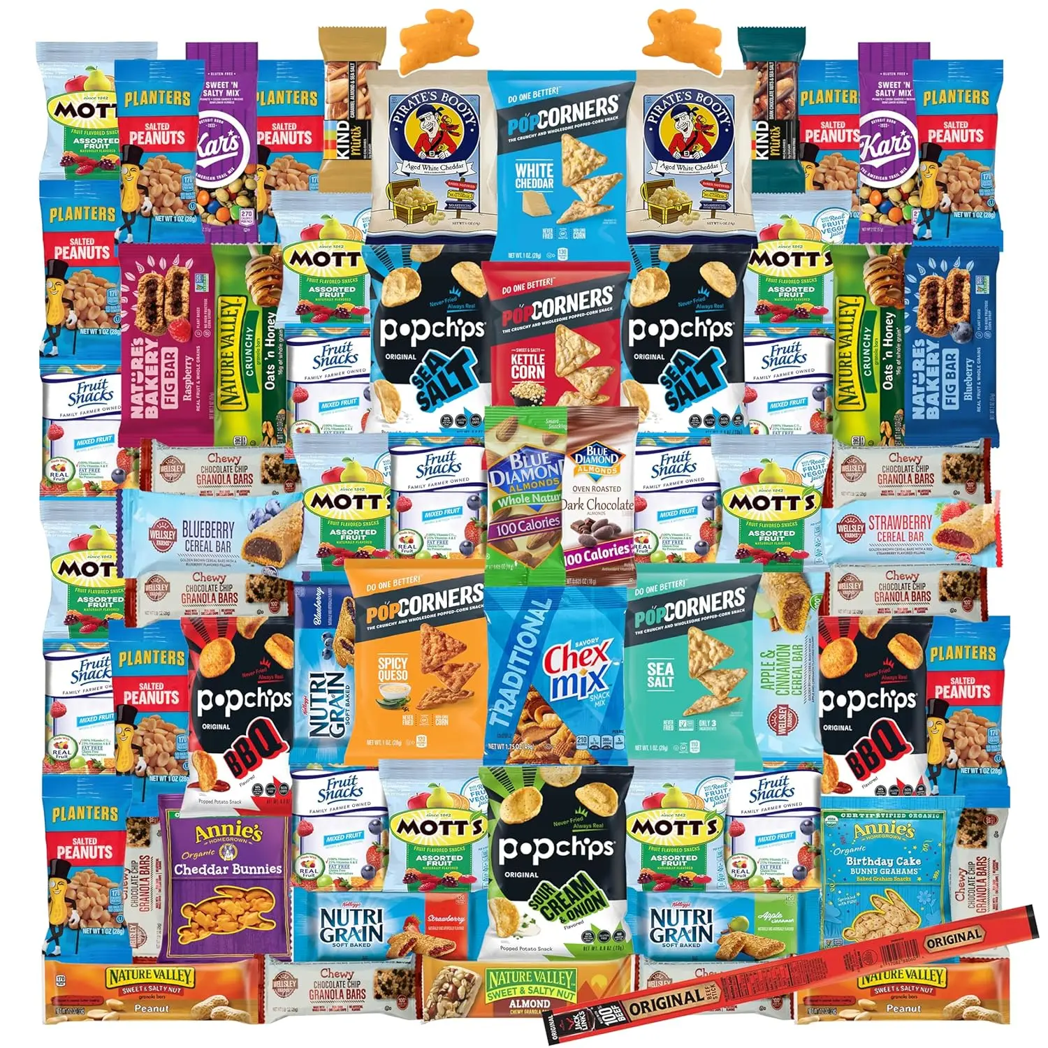 Foxy Fane 66-Count Better-for-You Snack Box – Fruit Snacks, Granola Bars, Nuts, Trail Mix, Chips & Puffs Care Package