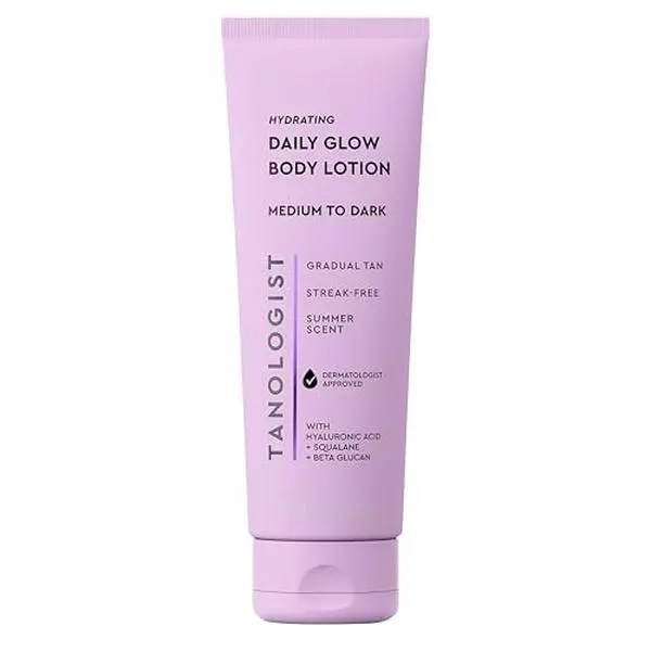 Tanologist Hydrating Daily Glow Body Lotion, Medium/Dark, Gradual Tanning Lotion, No Fake Tan Smell, Streak-Free & Natural-Looking Self Tanner, Vegan, 8.45 fl. oz/250 ml Tube